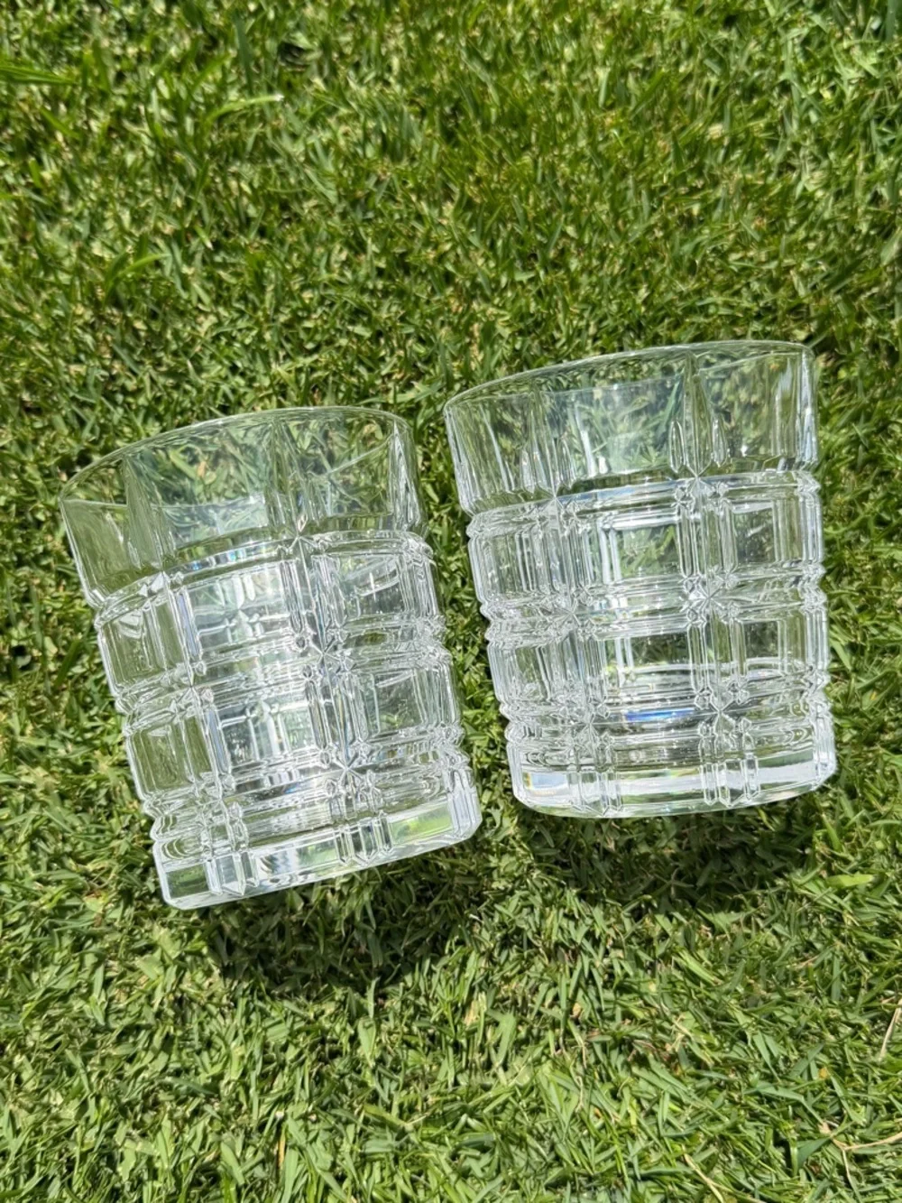 Marquis by Waterford Crystal Crosby Double Old Fashion 2-Piece Glass Set Plaid